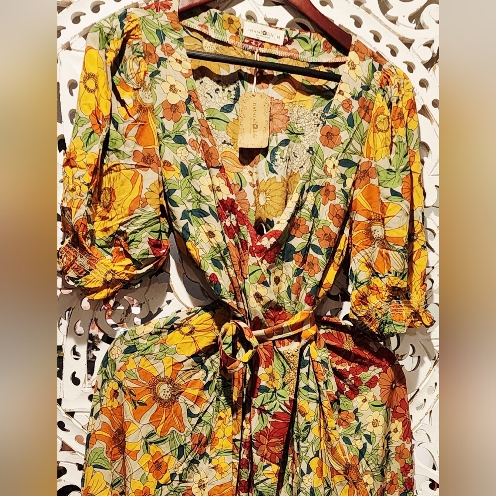 SOPHIA NATURAL LIFE MAXI FLORAL WRAP DRESS NWT SIZE MEDIUM - Picture 5 of 15